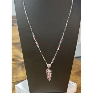 Swarovski Silver Necklace With Pink Pave Heart